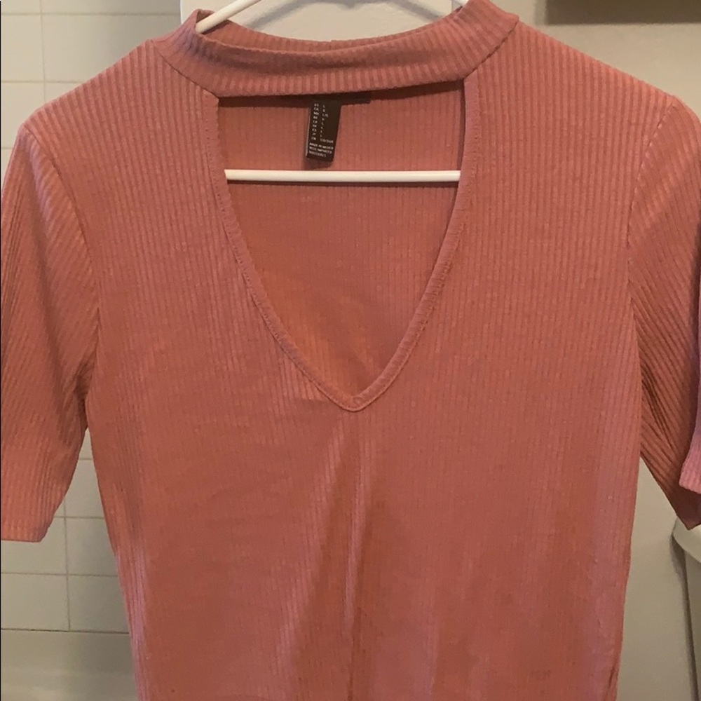 Light pink crop top low cut